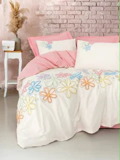 ست کاور دو نفره برند کتان باکس مدل bellis pembe