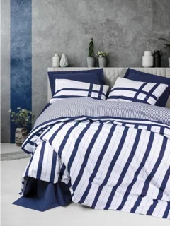 سرویس کاور روتختی کتان باکس سینگل NIFTY LACIVERT COTTON BOX