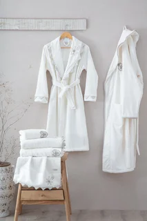 حوله ست دوقلو پالتویی اکوکاتن مدل MONA ECOCOTTON سایز XL & L