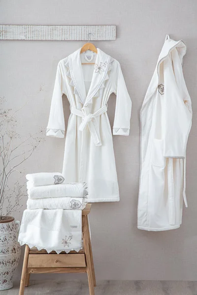 حوله ست دوقلو پالتویی اکوکاتن مدل MONA ECOCOTTON سایز XL & L