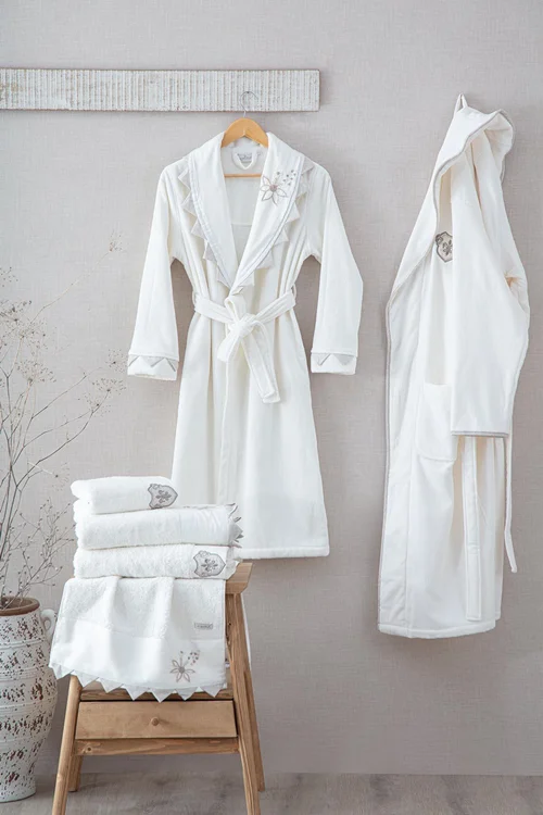 حوله ست دوقلو پالتویی اکوکاتن مدل MONA ECOCOTTON سایز XL & L