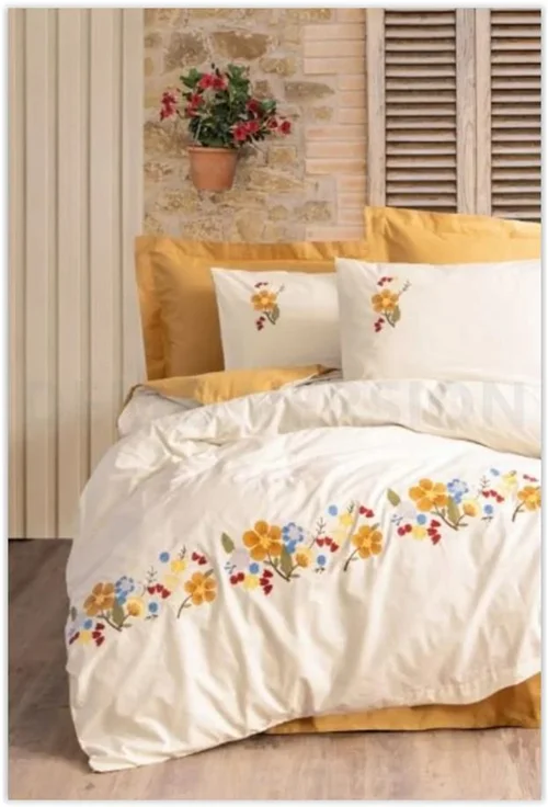 سرویس کاور روتختی کتان باکس کوئین PAMUYA HARDAL COTTON BOX