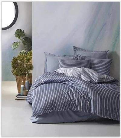 سرویس کاور روتختی کتان باکس کوئین BAMBOO SATEN MAVI COTTON BOX