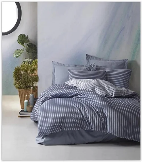 سرویس کاور روتختی کتان باکس کوئین BAMBOO SATEN MAVI COTTON BOX