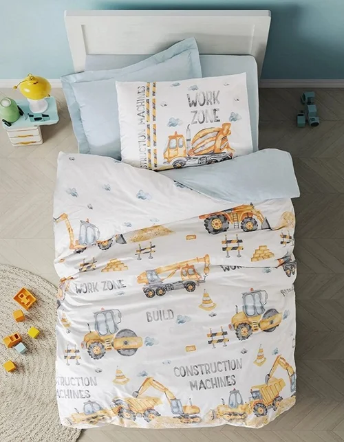 سرویس کاور روتختی کتان باکس سینگل BUILDO MAVI COTTON BOX