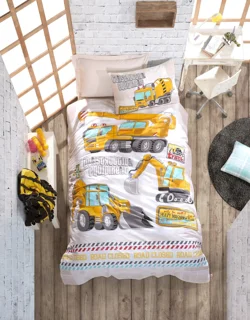 سرویس کاور روتختی کتان باکس سینگل TRACK TURKUAZ COTTON BOX