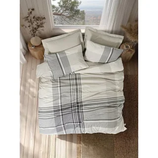سرویس کاور روتختی کتان باکس سینگل SOREN BEJ COTTON BOX