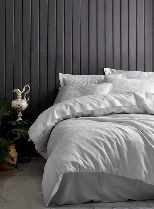 سرویس کاور روتختی کتان باکس کوئین LEAF BUZ MAVI COTTON BOX