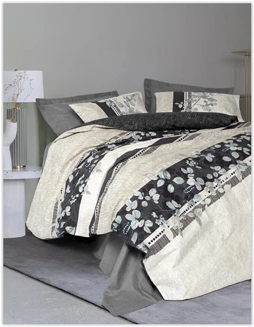 سرویس کاور روتختی کتان باکس کوئین LEHLARE ANTRASIT COTTON BOX