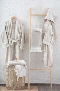 حوله ست دوقلو پالتویی اکوکاتن مدل RAMINA ECOCOTTON سایز L & M