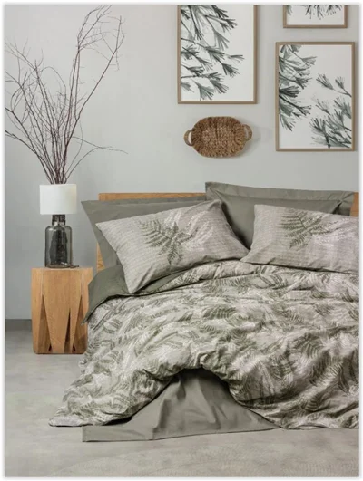 سرویس کاور روتختی کتون باکس سینگل FROND HAKI COTTON BOX