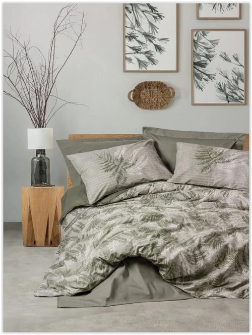 سرویس کاور روتختی کتون باکس سینگل FROND HAKI COTTON BOX