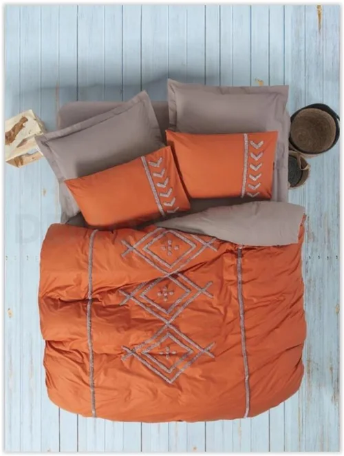 سرویس کاور روتختی کتان باکس کوئین LIYA BEJ COTTON BOX