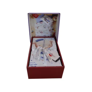 سرویس کاور روتختی کتان باکس نوزادی SEAMAN MAVI COTTON BOX