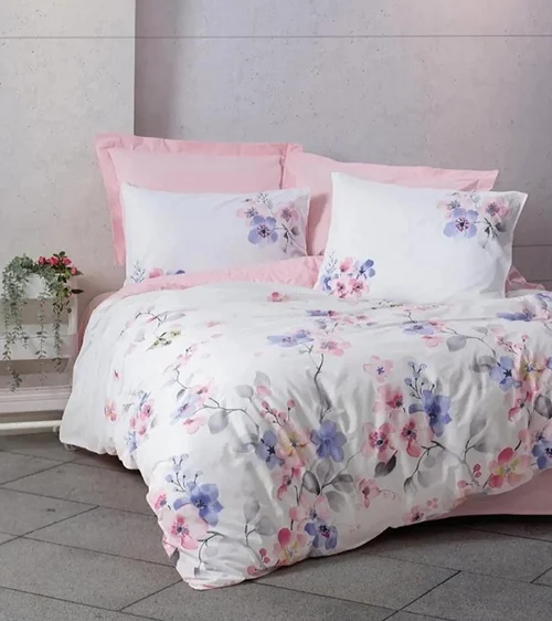 سرویس کاور روتختی کتان باکس کوئین JAYDA PEMBE COTTON BOX