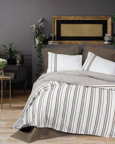 سرویس کاور روتختی کتان باکس کوئین SWELL KAHVE COTTON BOX