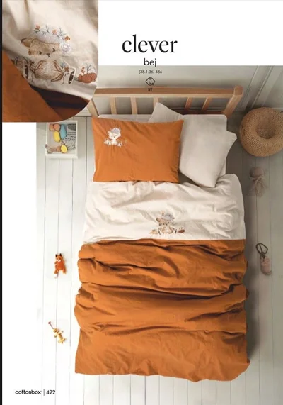 سرویس کاور روتختی کتان باکس نوزادی CLEVER BEJ COTTON BOX