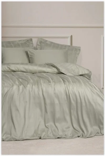 سرویس کاور روتختی کتان باکس کوئین SMART BAMBOO STRIPE BEJ COTTON BOX