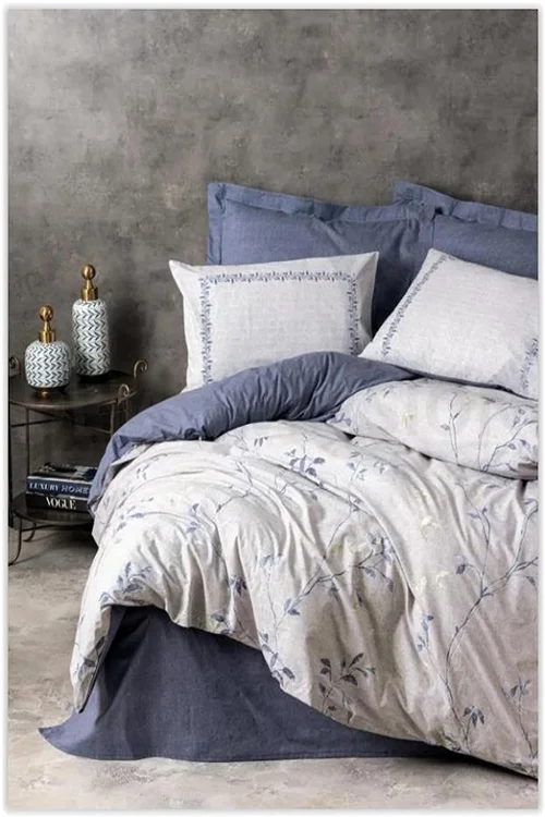 سرویس کاور روتختی کتان باکس کوئین NITSA LACIVERT COTTON BOX