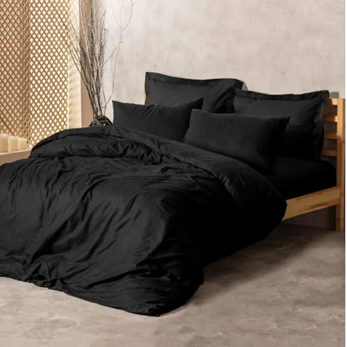 سرویس کاور روتختی کتان باکس سینگل PLAID SIYAH COTTON BOX