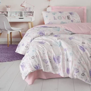 سرویس کاور روتختی کتان باکس سینگل LOVELLA PEMBE COTTON BOX