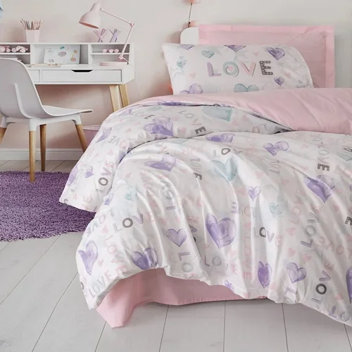 سرویس کاور روتختی کتان باکس سینگل LOVELLA PEMBE COTTON BOX