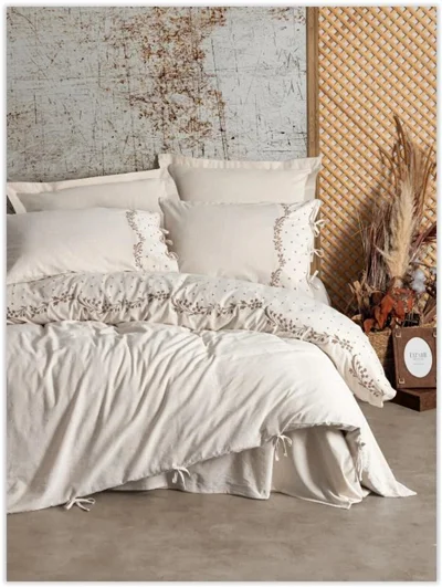 سرویس کاور روتختی کتان باکس کوئین COTTO KETEN PELIAS COTTON BOX