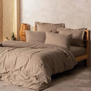سرویس کاور روتختی کتان باکس سینگل PLAID VIZON COTTON BOX